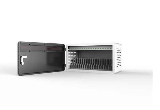 Armadietto di ricarica intelligente da parete di dimensioni mini, completamente assemblato, con 18 porte USB per iPad