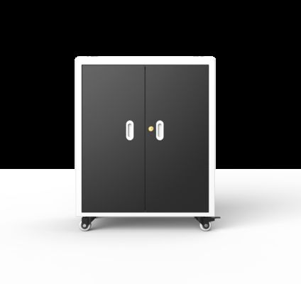 30 Ports AC Power Laptop Charging Cabinet with Cooling Fans and 4 Wheels with Brake for Secure Mobility