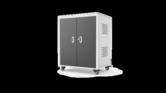 Carrello di ricarica per laptop con 30 prese di alimentazione CA, ventole di raffreddamento e fori di ventilazione, dimensioni 720x530x940mm, peso 70kg